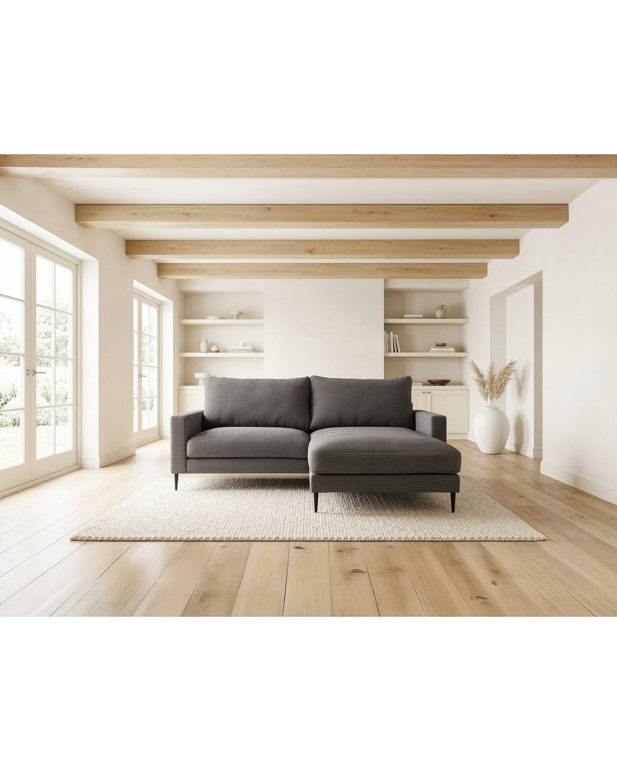 Cord Ecksofa NORDVIK in Grau Ansicht 7
