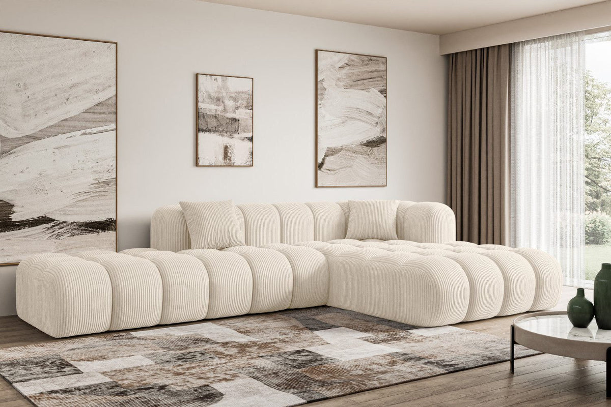 Cord Ecksofa OLEA-L2 Beige Seitenansicht
