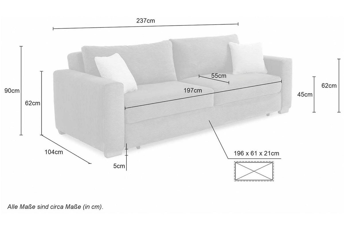 Cord Schlafsofa MICHA mit Bettkasten