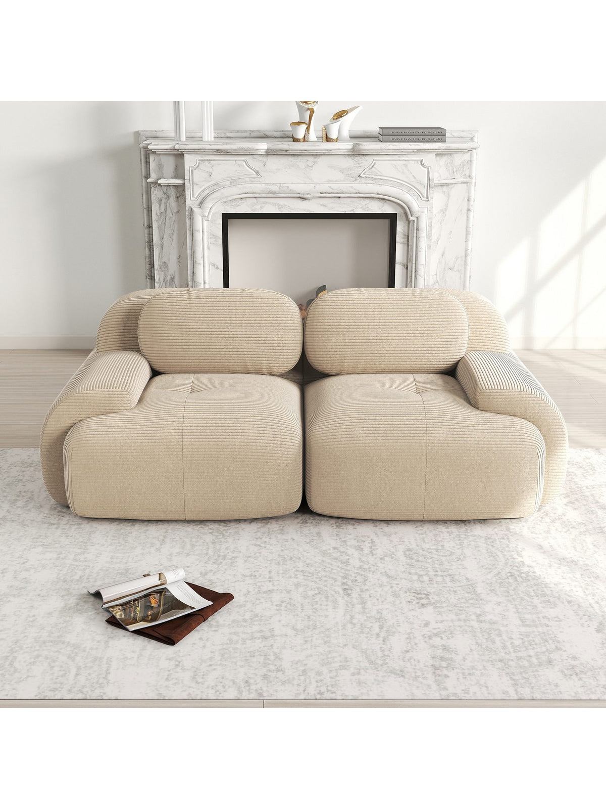 Cordstoff in Beige aus der Nahaufnahme
