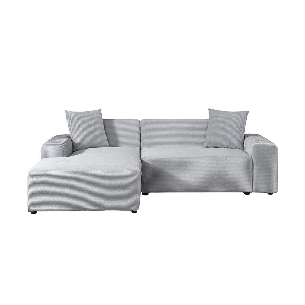 Cord Ecksofa AMELIO in Grau Ansicht der Ottomane