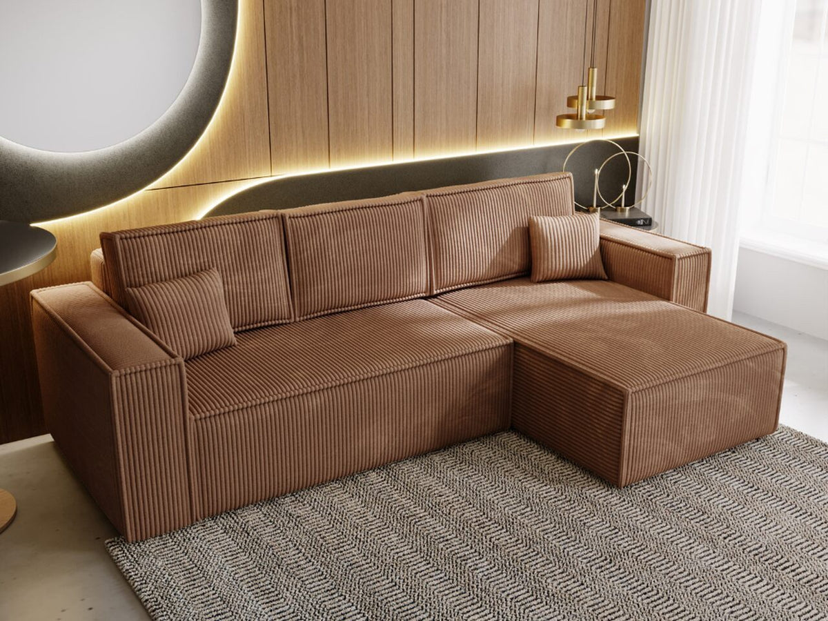 Cord Ecksofa PRATO XL seitlich mit breiter Armlehne