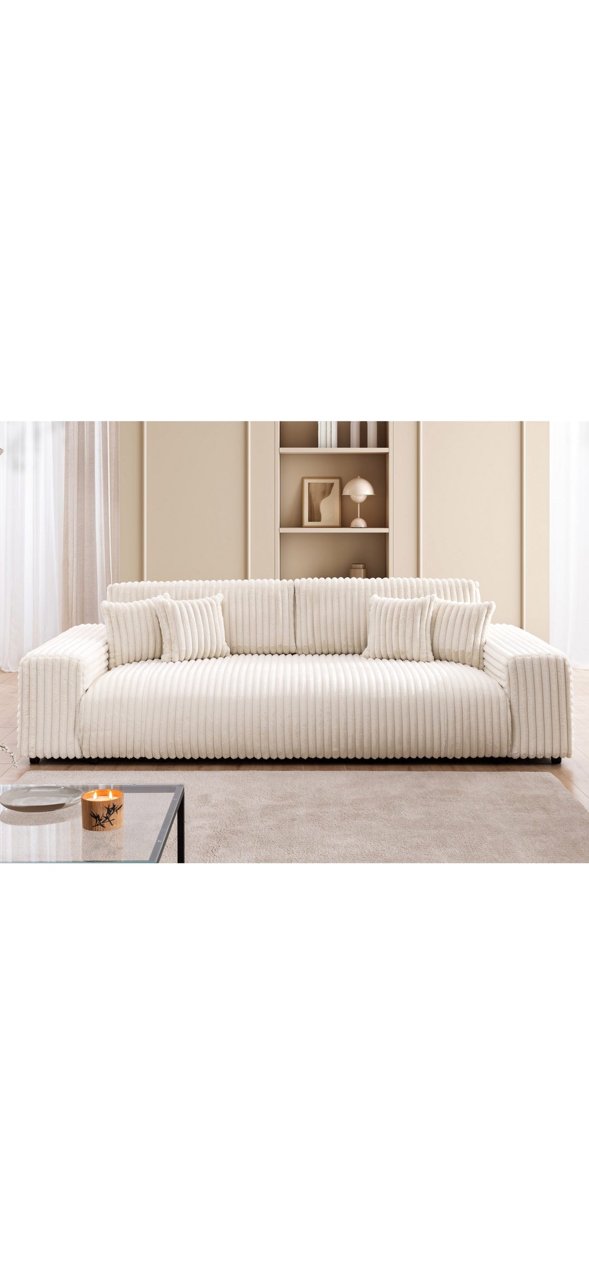Cord Schlafsofa MOLLIS in Hellbeige Frontansicht