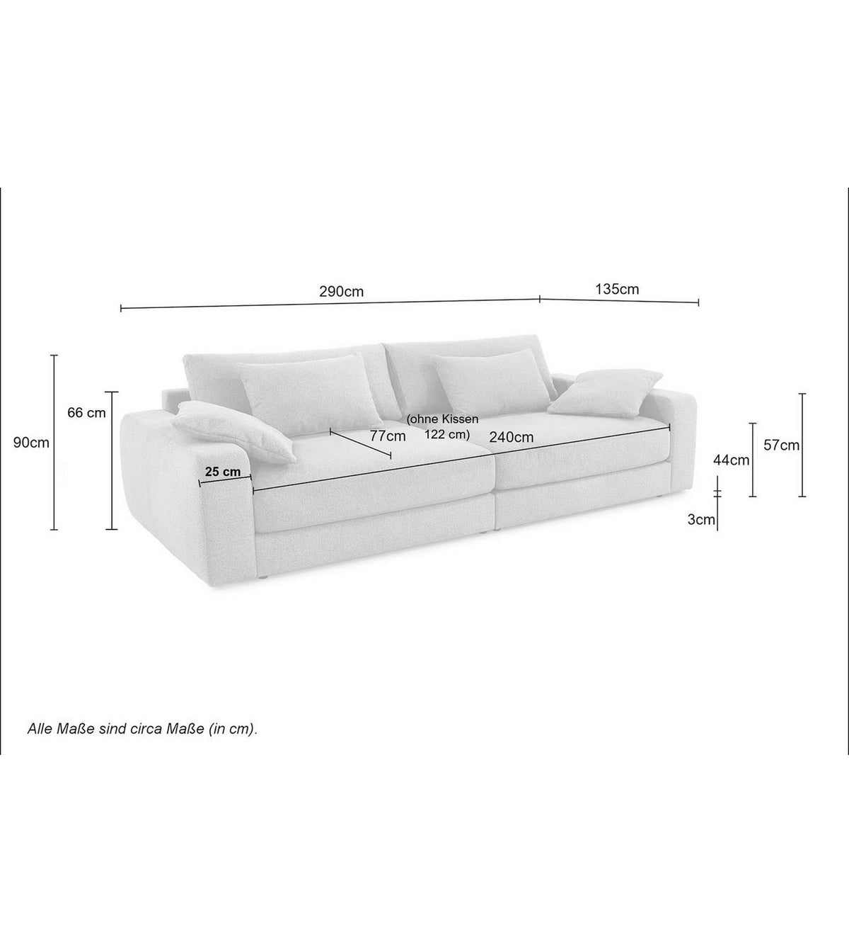 Schwarze Kunststofffüße des Big Sofas 15249