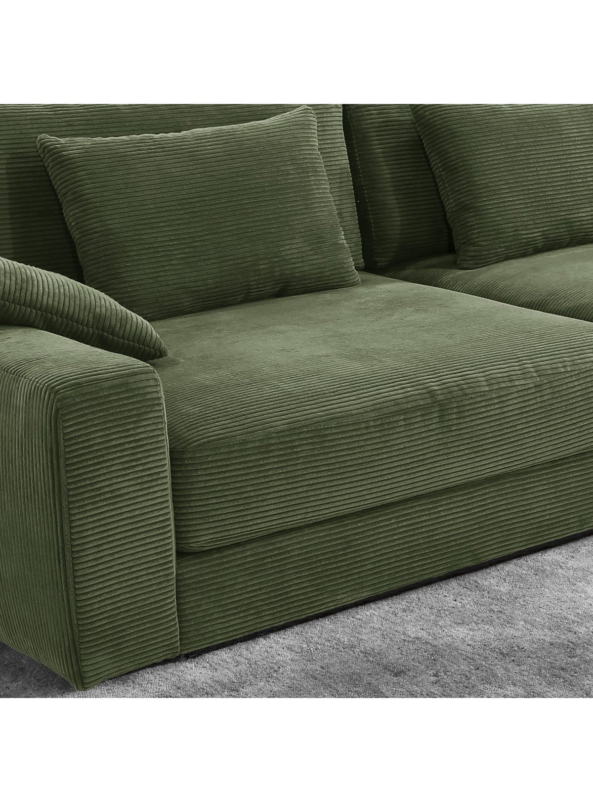 Big Sofa 15250 in Cord Gruen mit losen Rueckenkissen