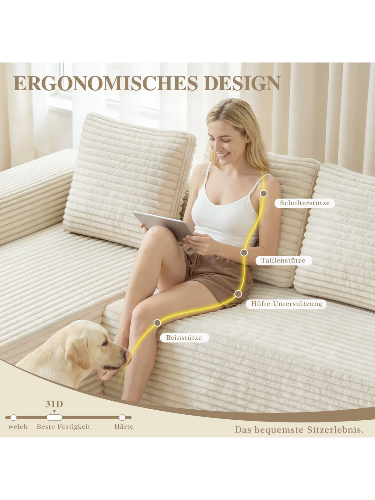 Cord Ecksofa ANYSUN mit Chaiselongue rechts