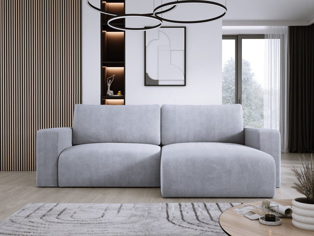 Cord Ecksofa CARL Hellgrau Seitenansicht