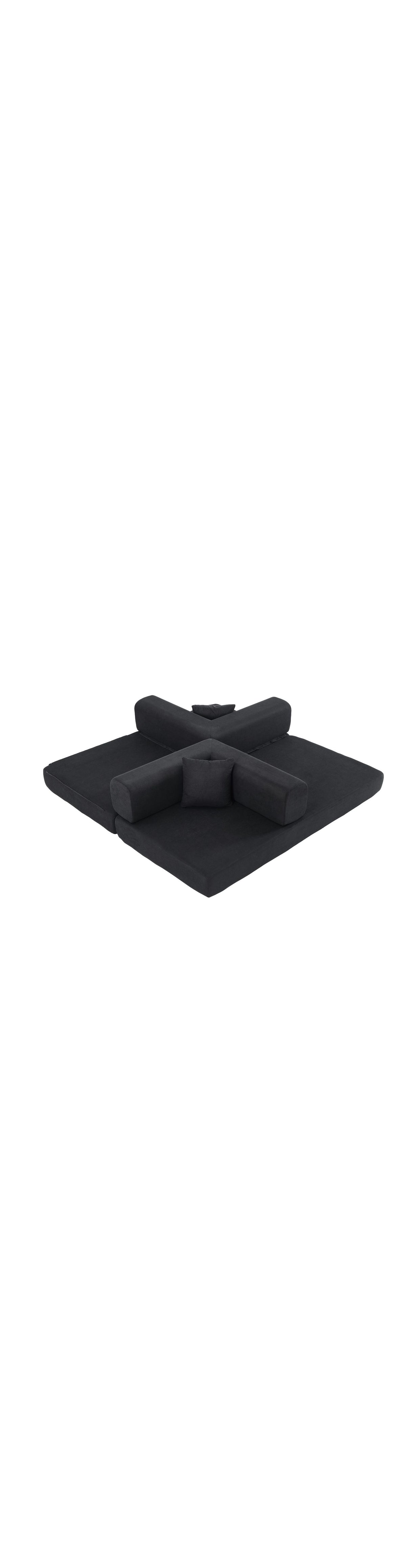 BONELESS Cord Schlafsofa in Schwarz als Sofa aufgestellt