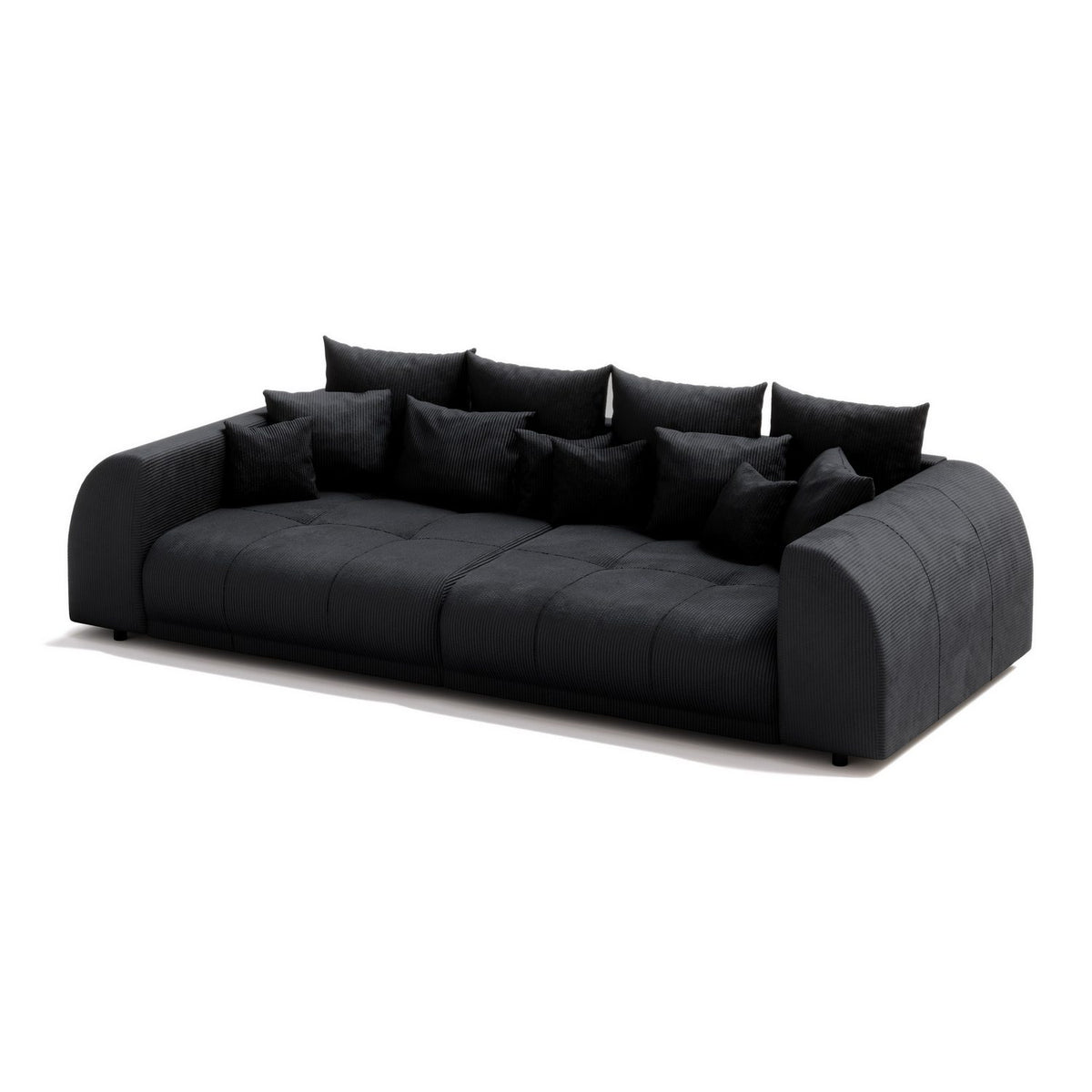 Big Sofa LEVANA aus schwarzem Cord von vorn