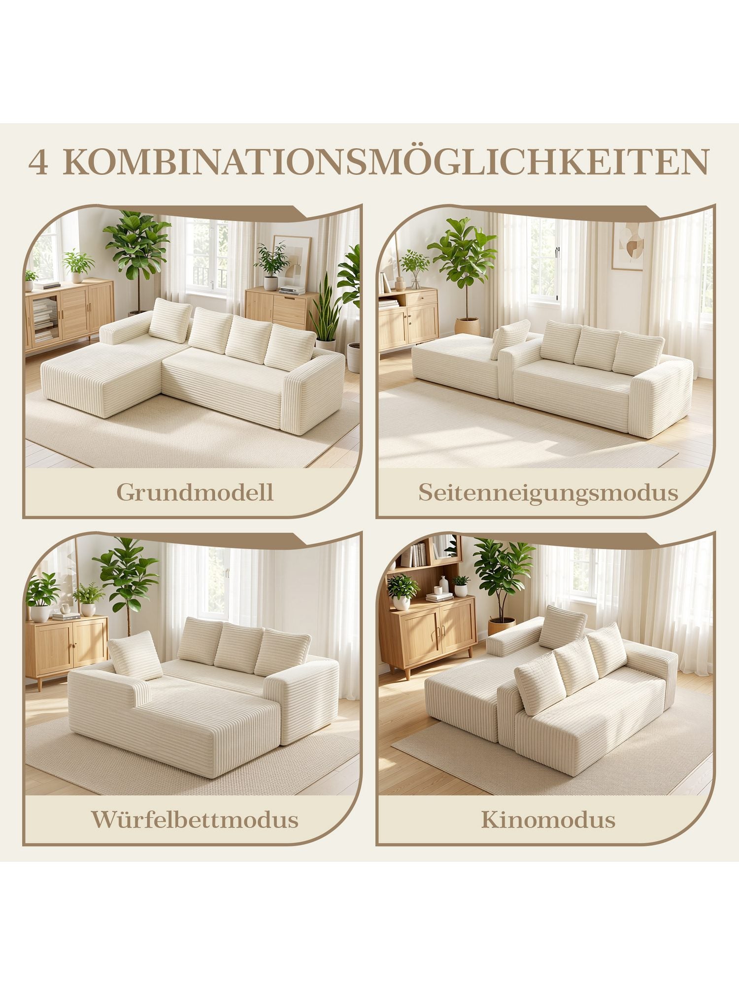 Cord Ecksofa ANYSUN im Wohnzimmer
