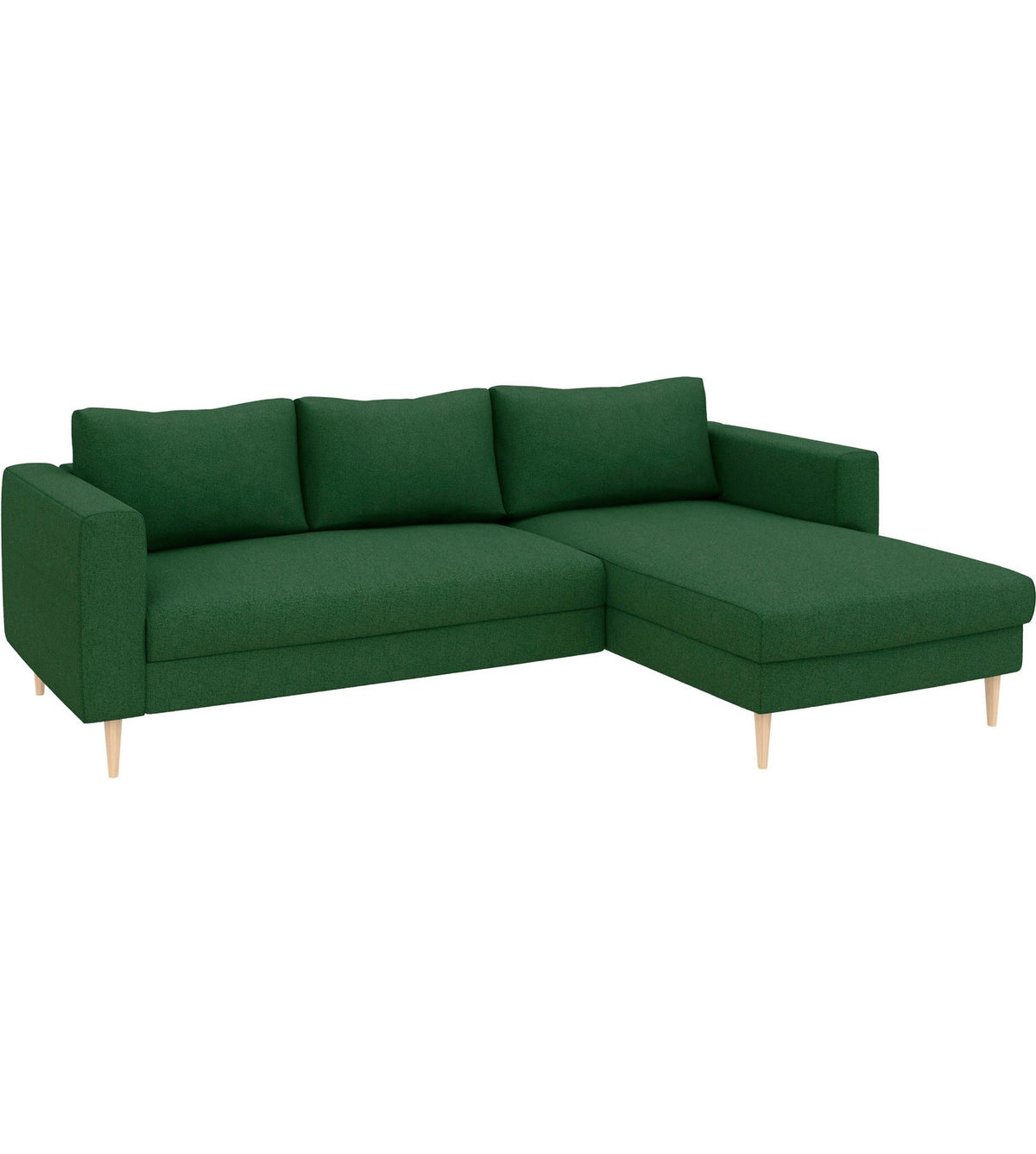 Buchenfuß und Korpus des Ecksofas AMAZING in Nahaufnahme
