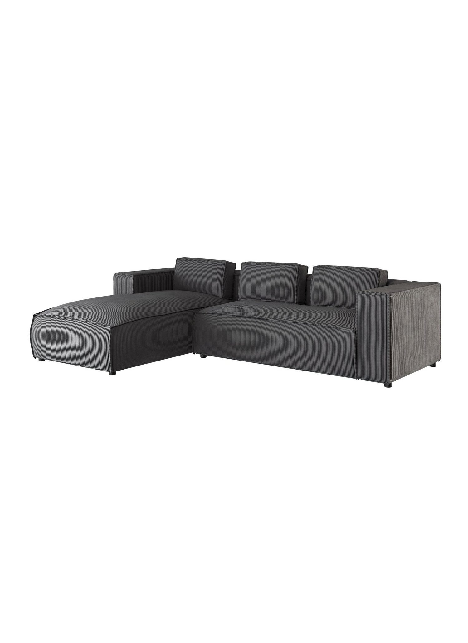 Grauer Cordstoff des Ecksofas RENNE im Detail