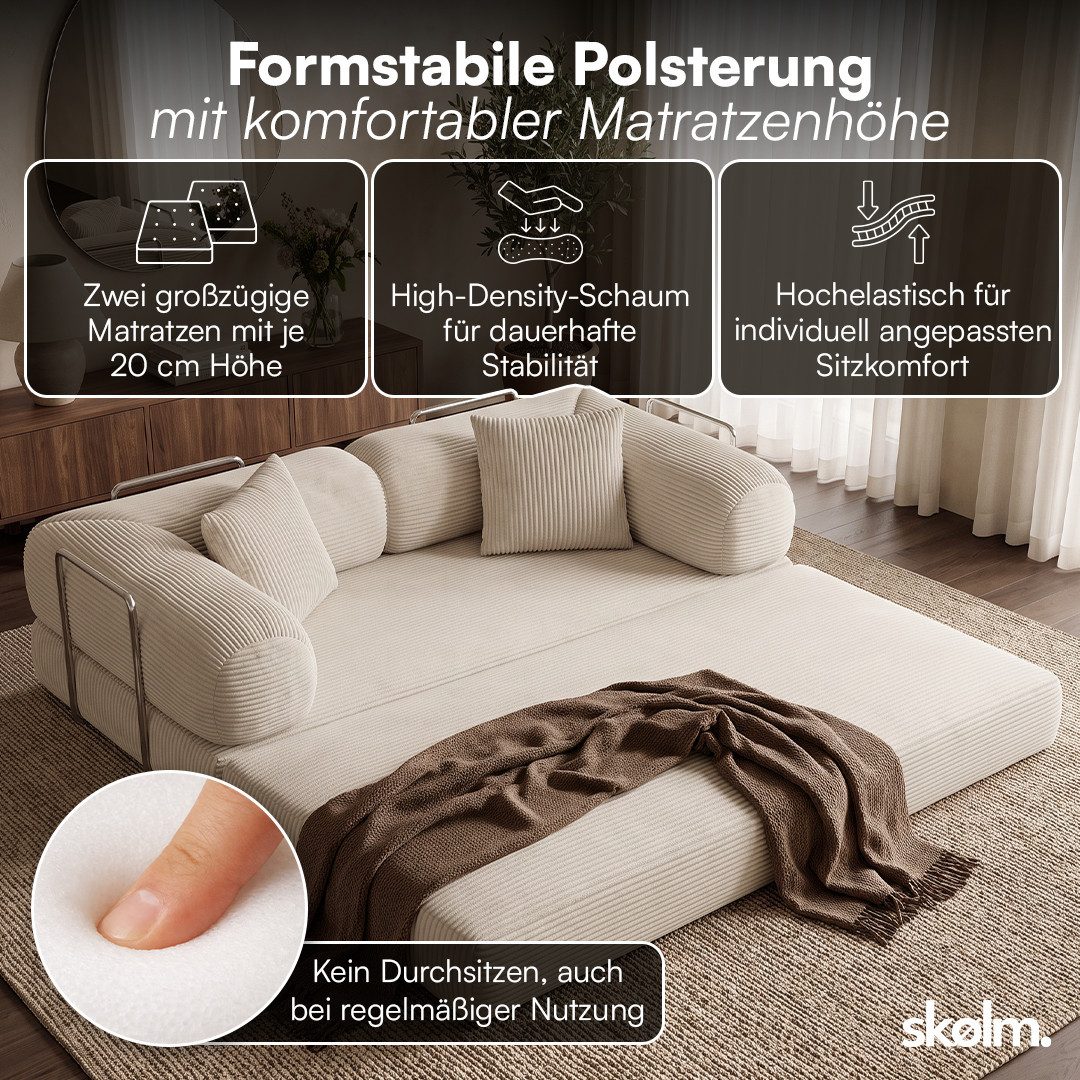Cord Sofa KENNING in Beige seitliche Ansicht