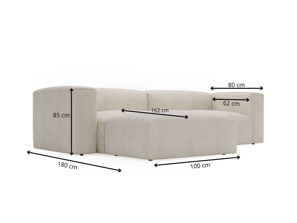 Cord Ecksofa LANDI in Grau im Wohnzimmer