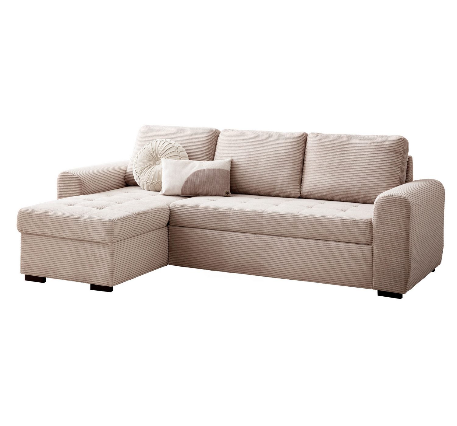Cord Ecksofa POLL in Beige seitliche Ansicht