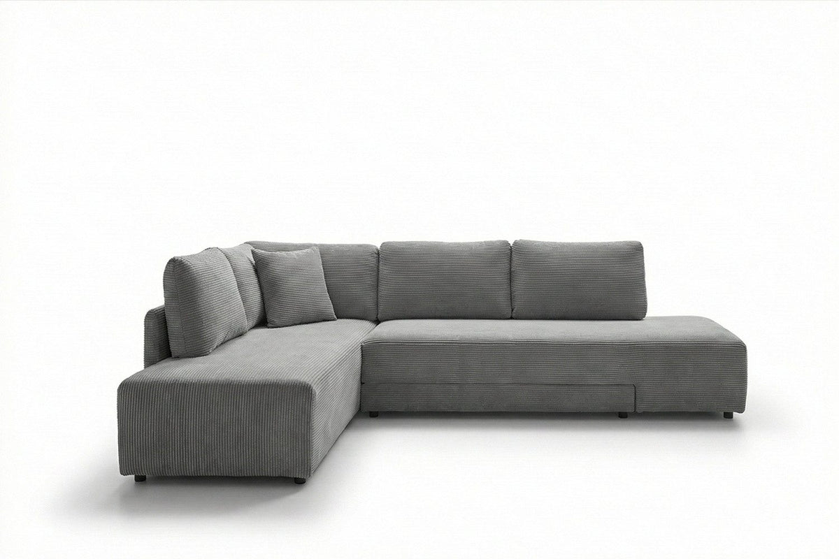 Cord Ecksofa SADIRA Gesamtansicht in Grau