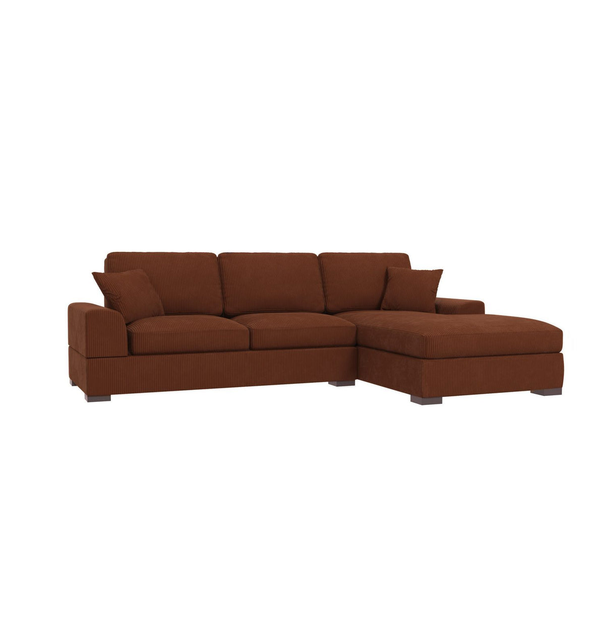 Cord Ecksofa LEIF in Terrakotta Frontansicht