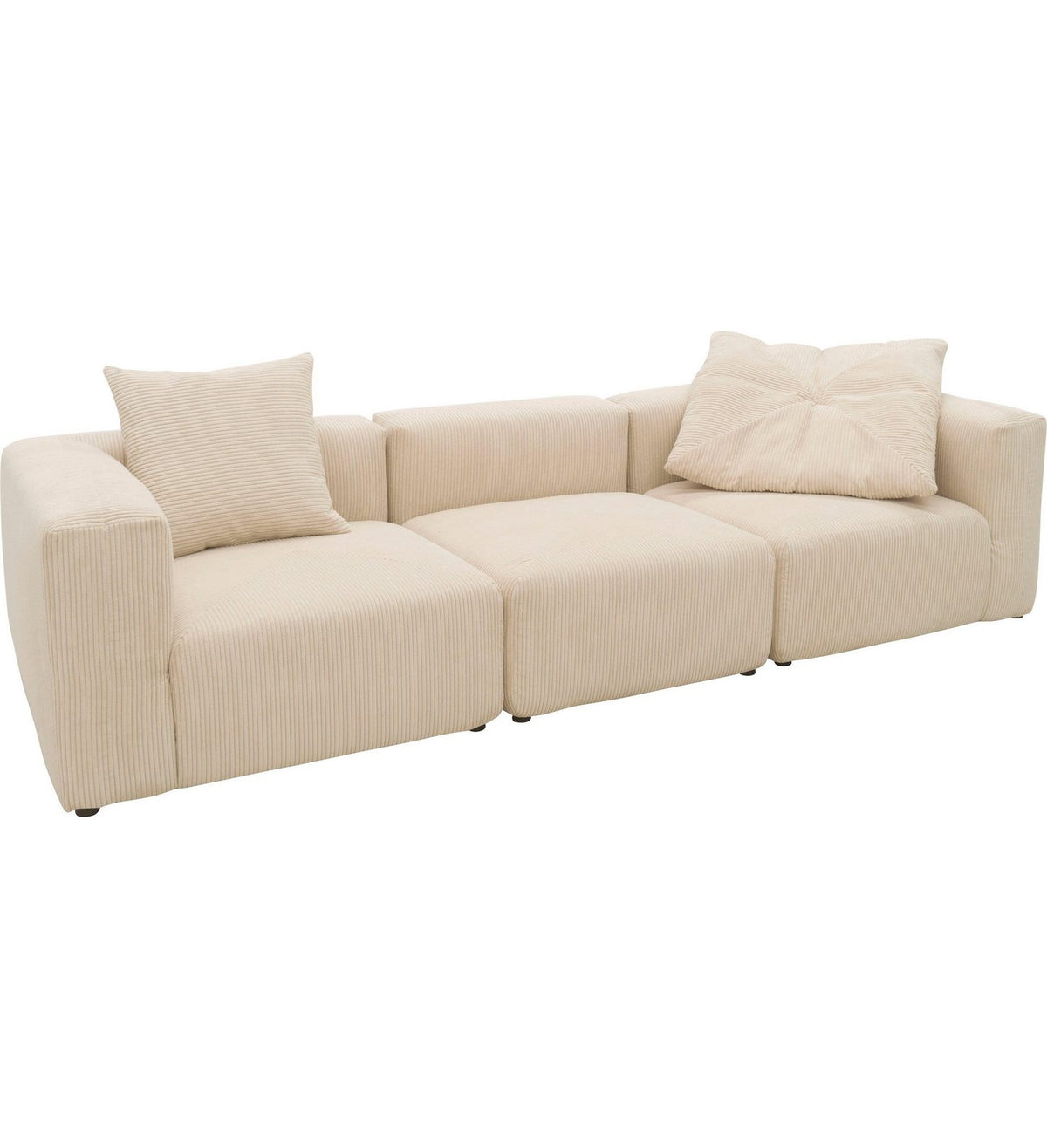 Detailansicht des Cordbezugs in Creme am Big Sofa GERRID