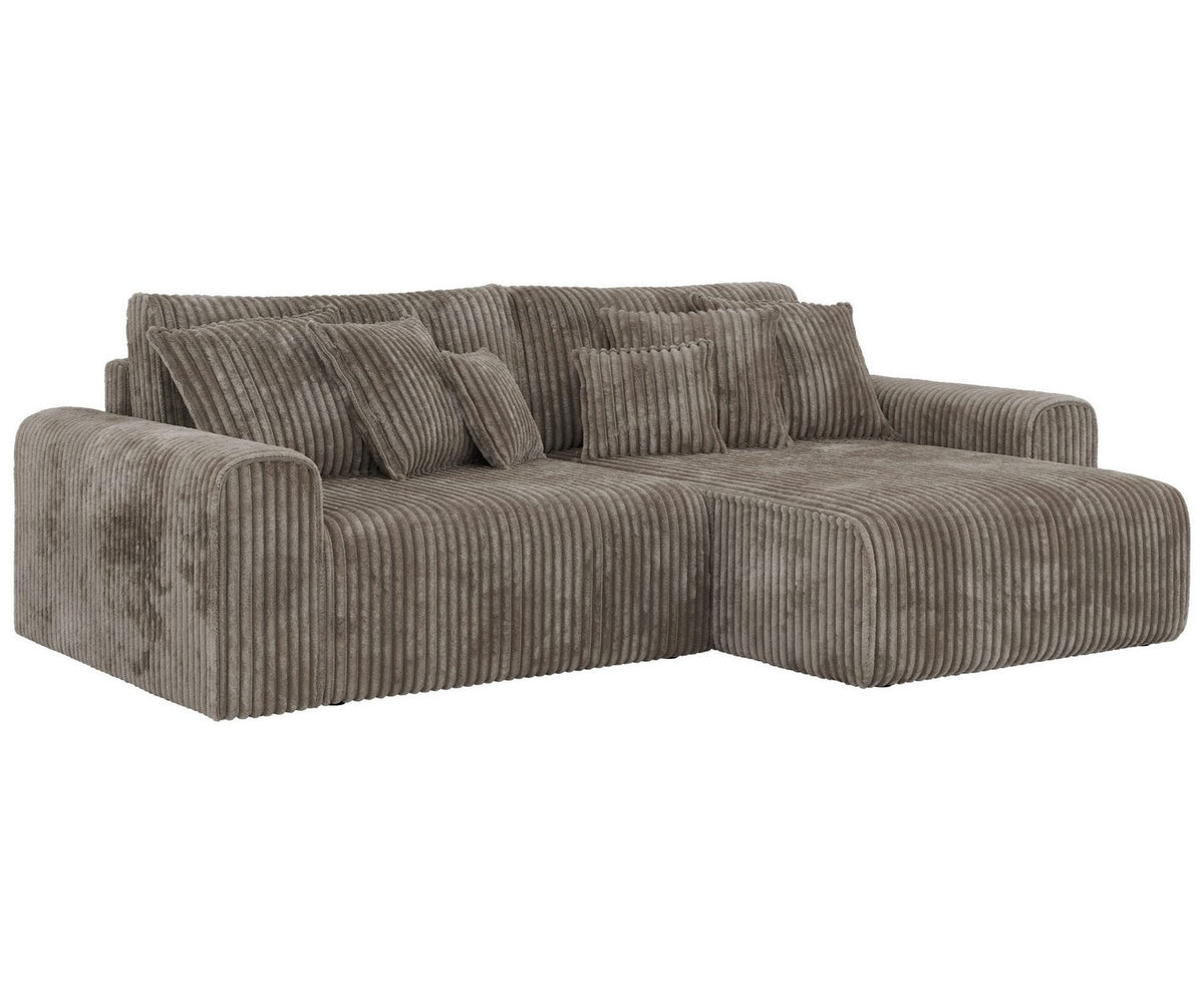 Cord Ecksofa ELARA L in Hellbraun freigestellt