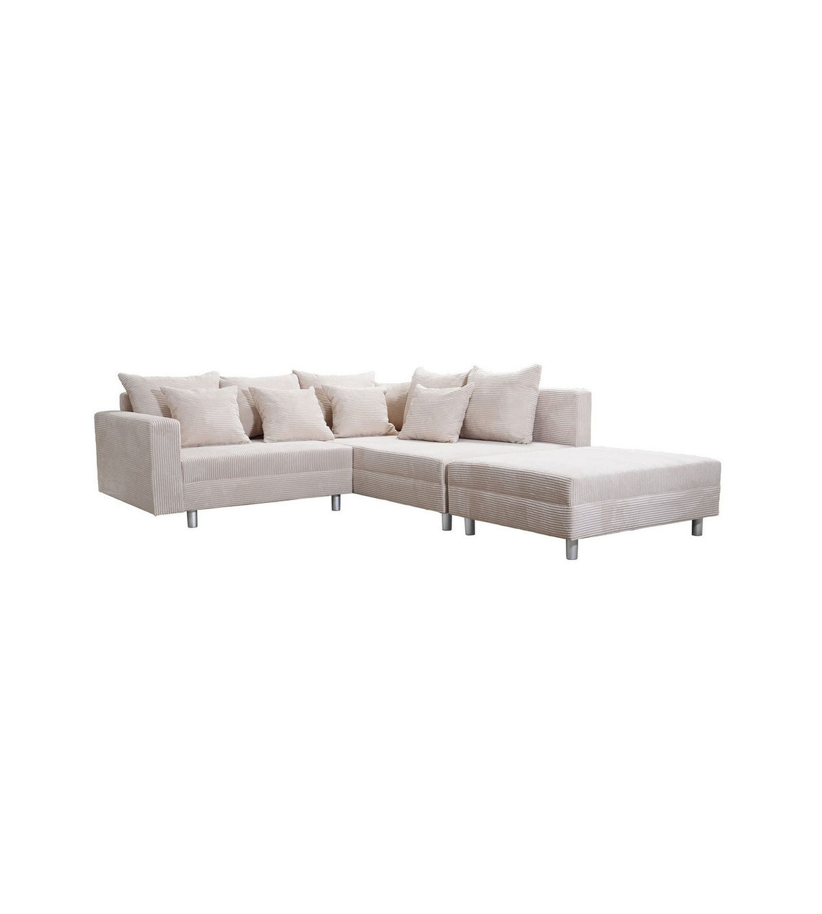Cord Eckcouch MINSK R Beige Gesamtansicht
