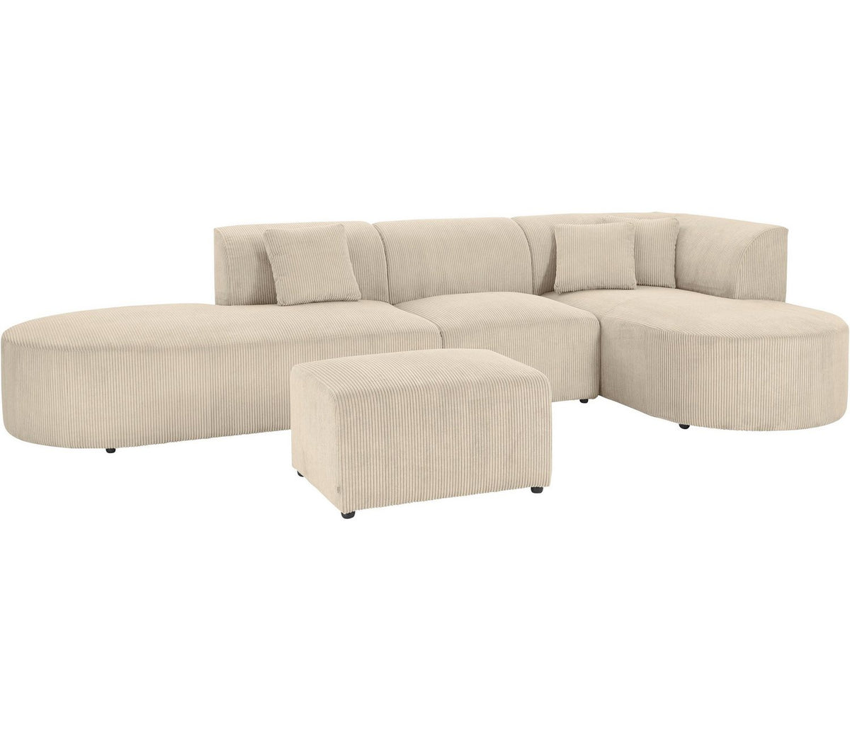Modulares Cord Ecksofa Alesund in Beige im Wohnzimmer