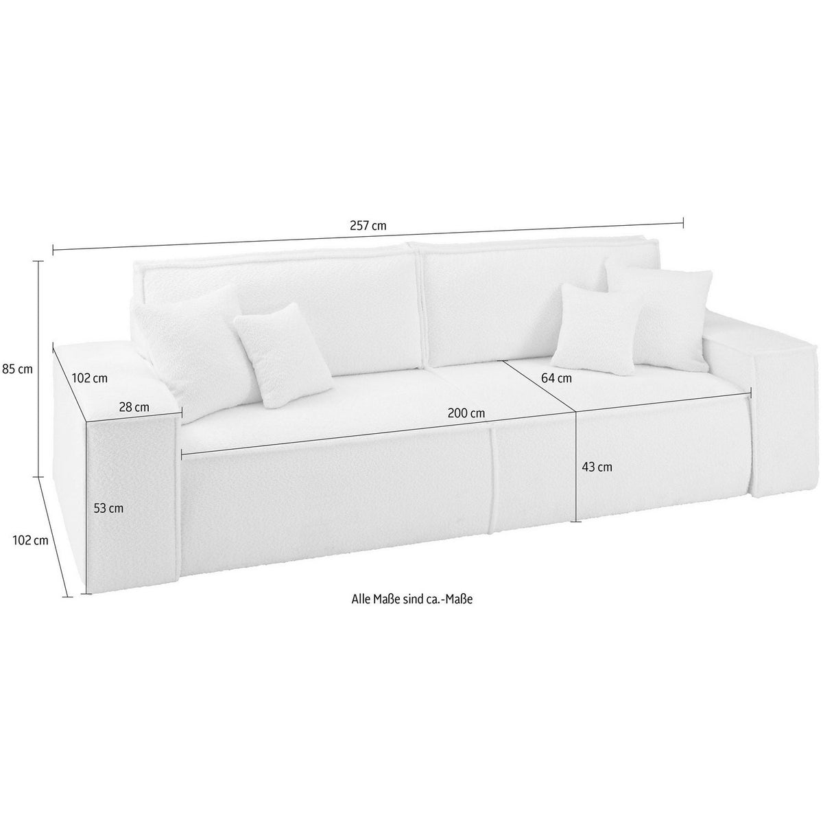 Cord Schlafsofa FINNLEY 257 cm in Hellbeige - Ansicht 7
