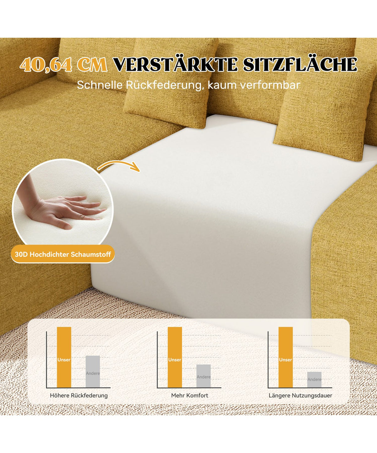 Cord Ecksofa gebogenes Design im Wohnzimmer