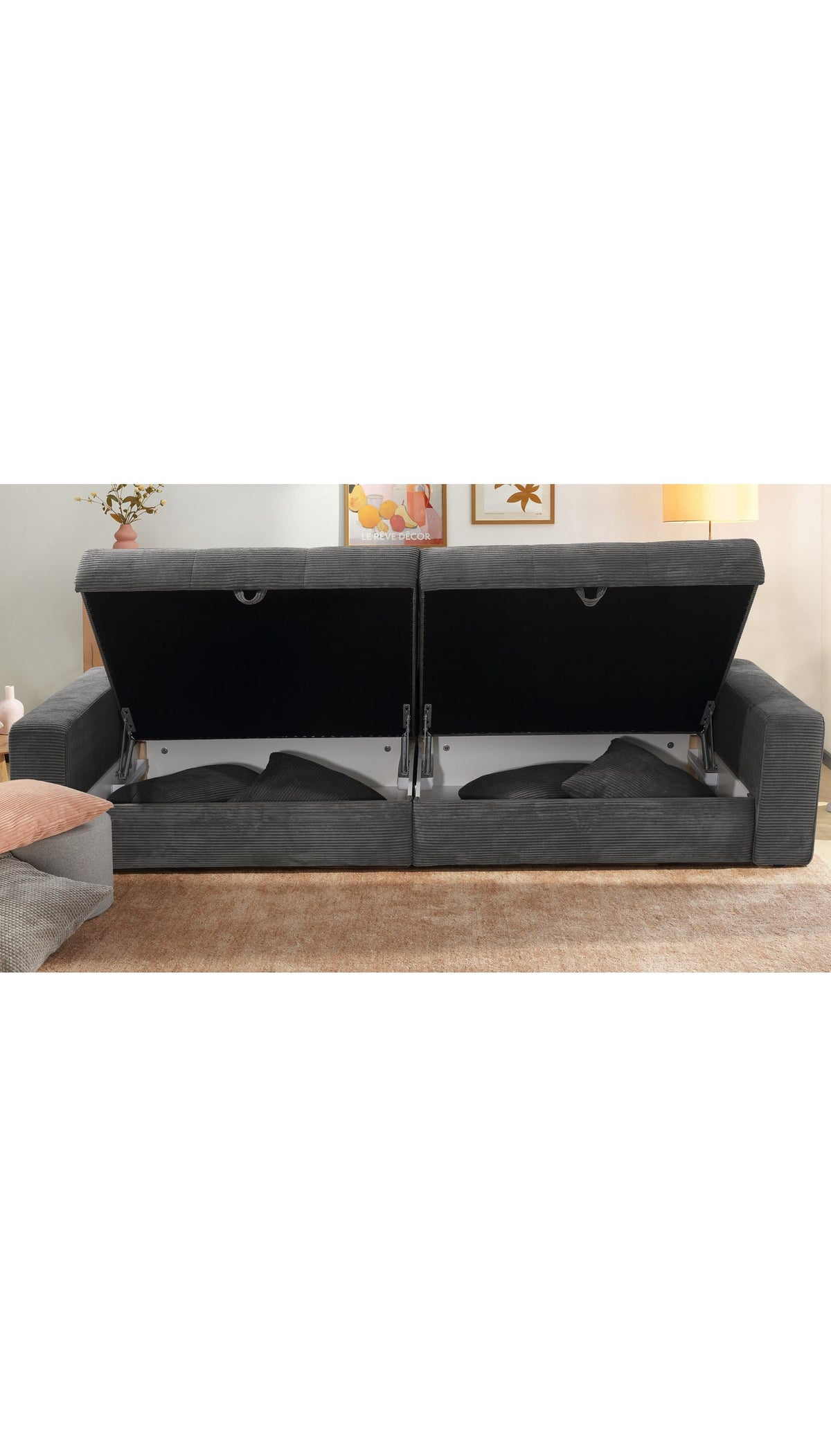 Big Sofa 15261 aus Cord in Dunkelgrau Ansicht 3