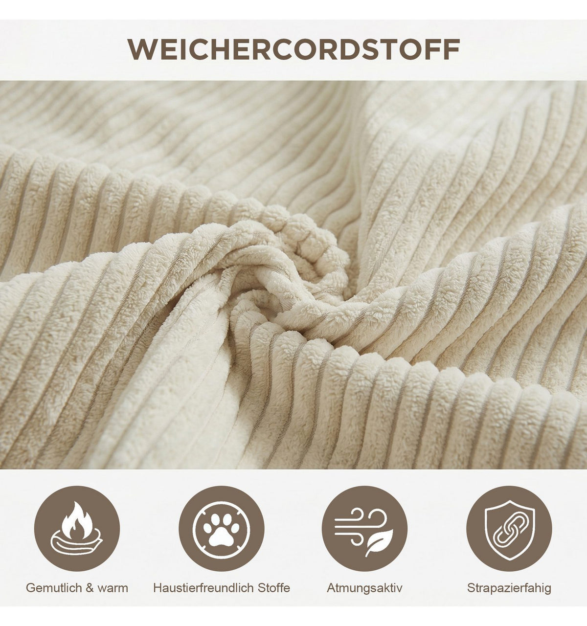 Anti-Rutsch-Basis des modularen Cord Schlafsofas