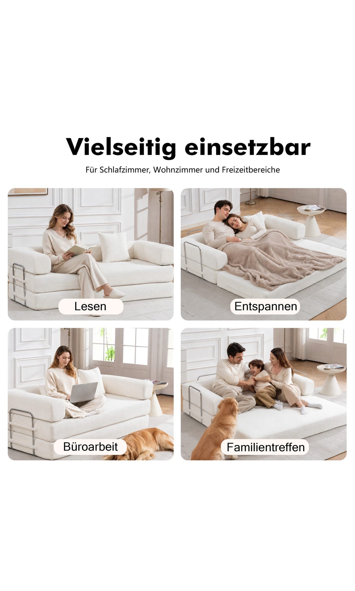 Cord Schlafsofa mit Zierkissen