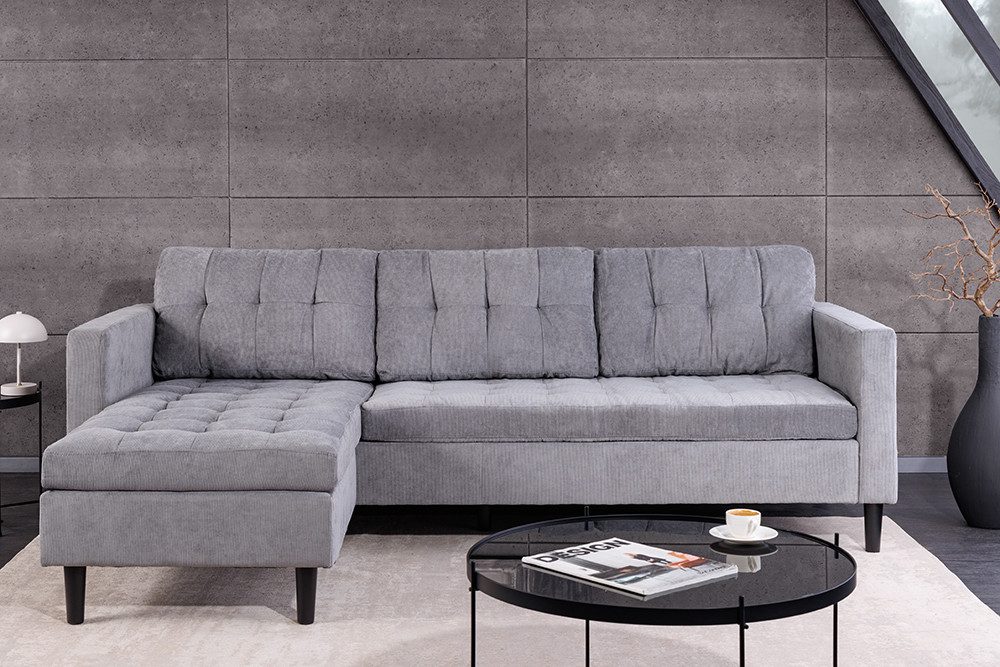 Cord Ecksofa STOCKHOLM mit Ottomane rechts