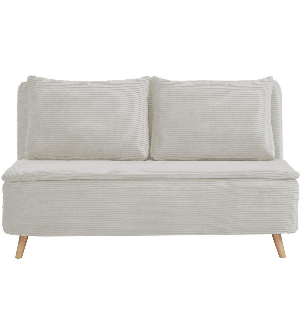 Cord Schlafsofa AINSLEY in Creme von vorne