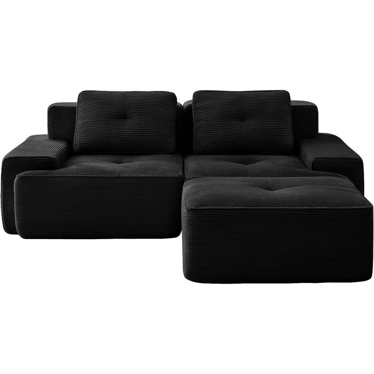 Schwarzes Cord Sofa im Wohnzimmer