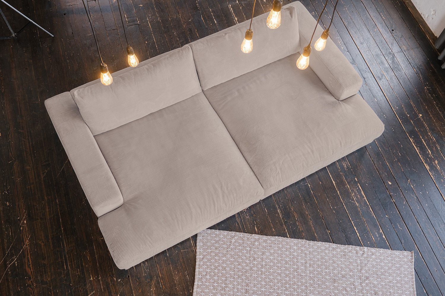 Big Sofa MADELINE aus Cord in Taupe - Produktansicht 4