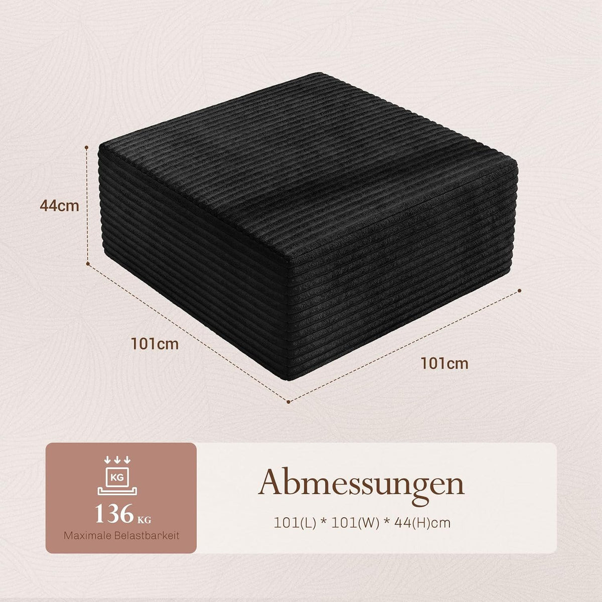 Einzelnes Modul des Cord Ecksofas in Schwarz