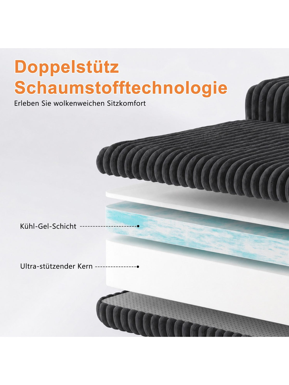 Modulares Cord Ecksofa im Wohnzimmer