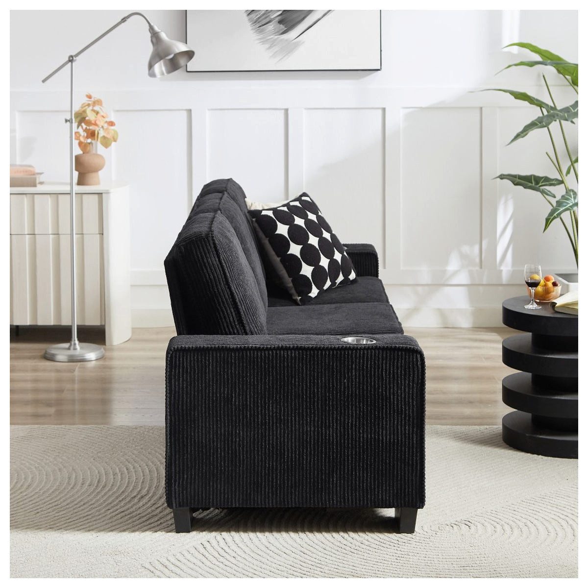 Sitzfläche des Cord Sofas mit Komfortschaum