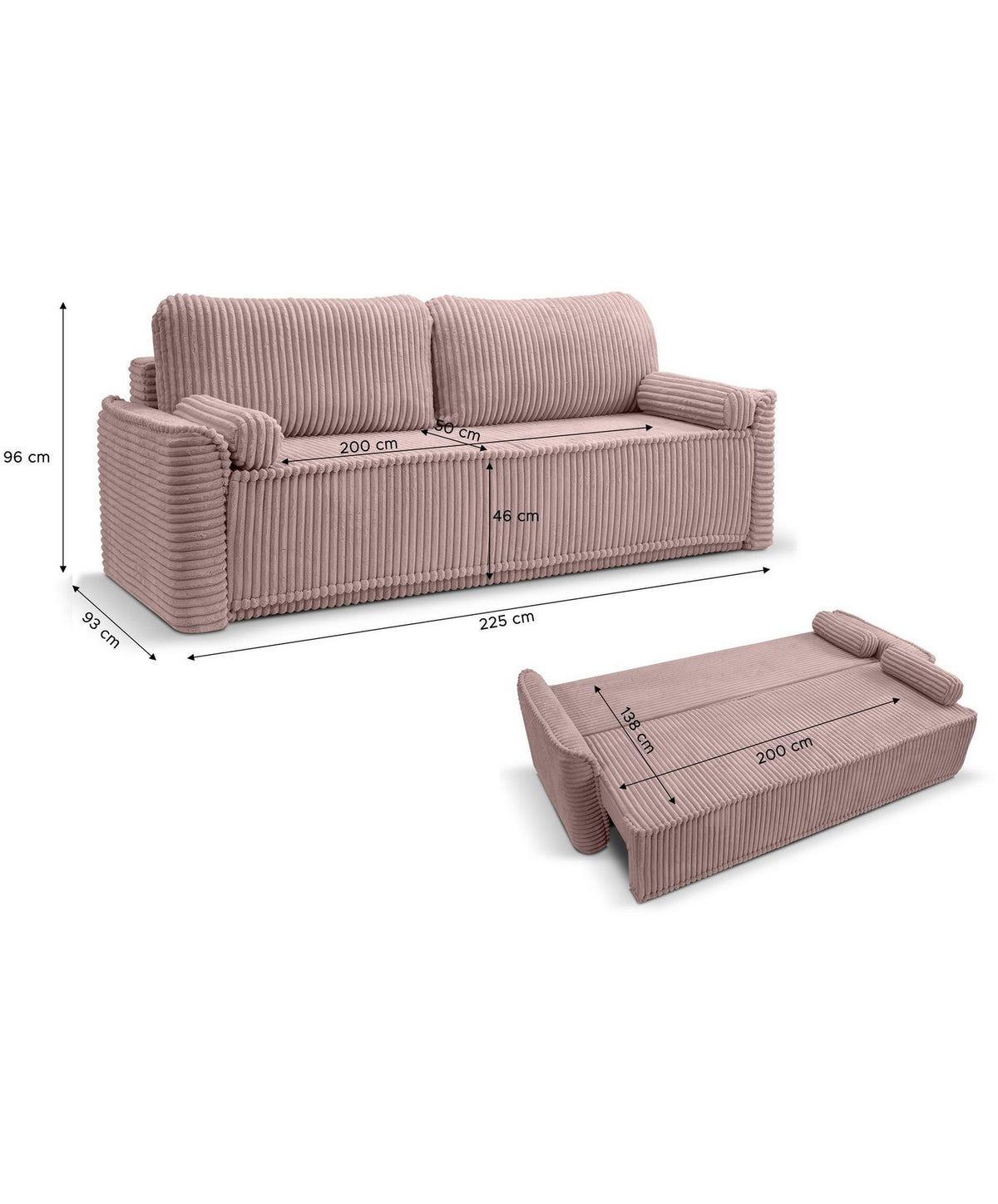 Detailaufnahme des rosa Cordstoffs