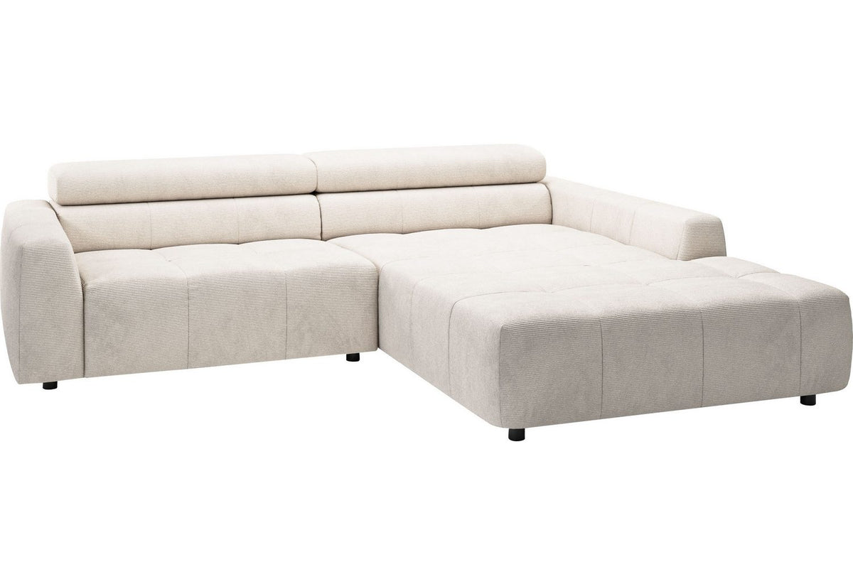 Cord Ecksofa DENVER mit verstellbarem Kopfteil in Weiß