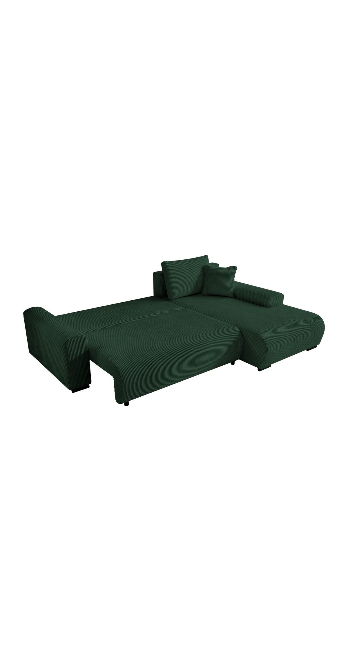 Cord Ecksofa ELLEN mit geöffnetem Bettkasten