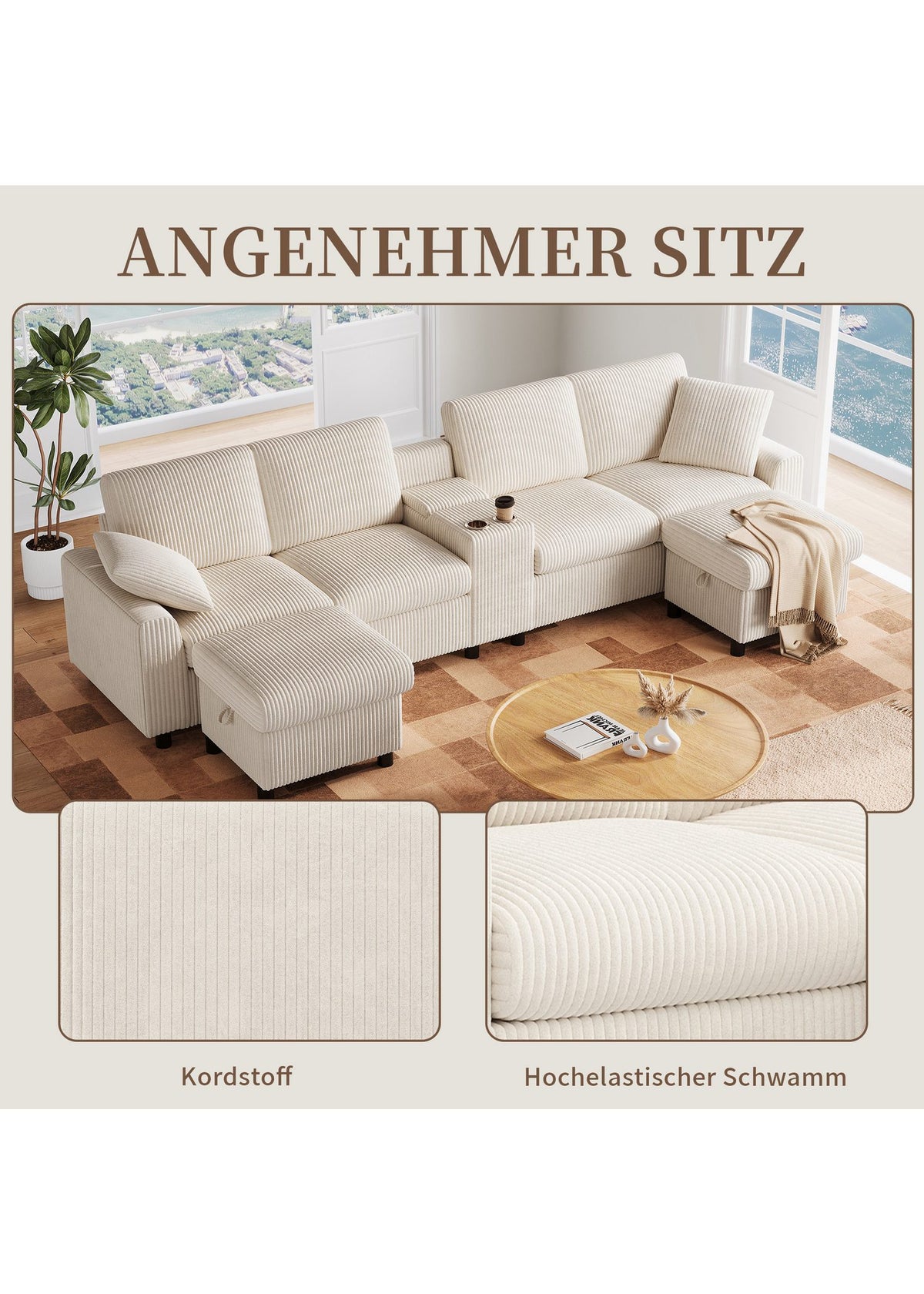 Trennbarer Fußhocker mit verstecktem Staufach