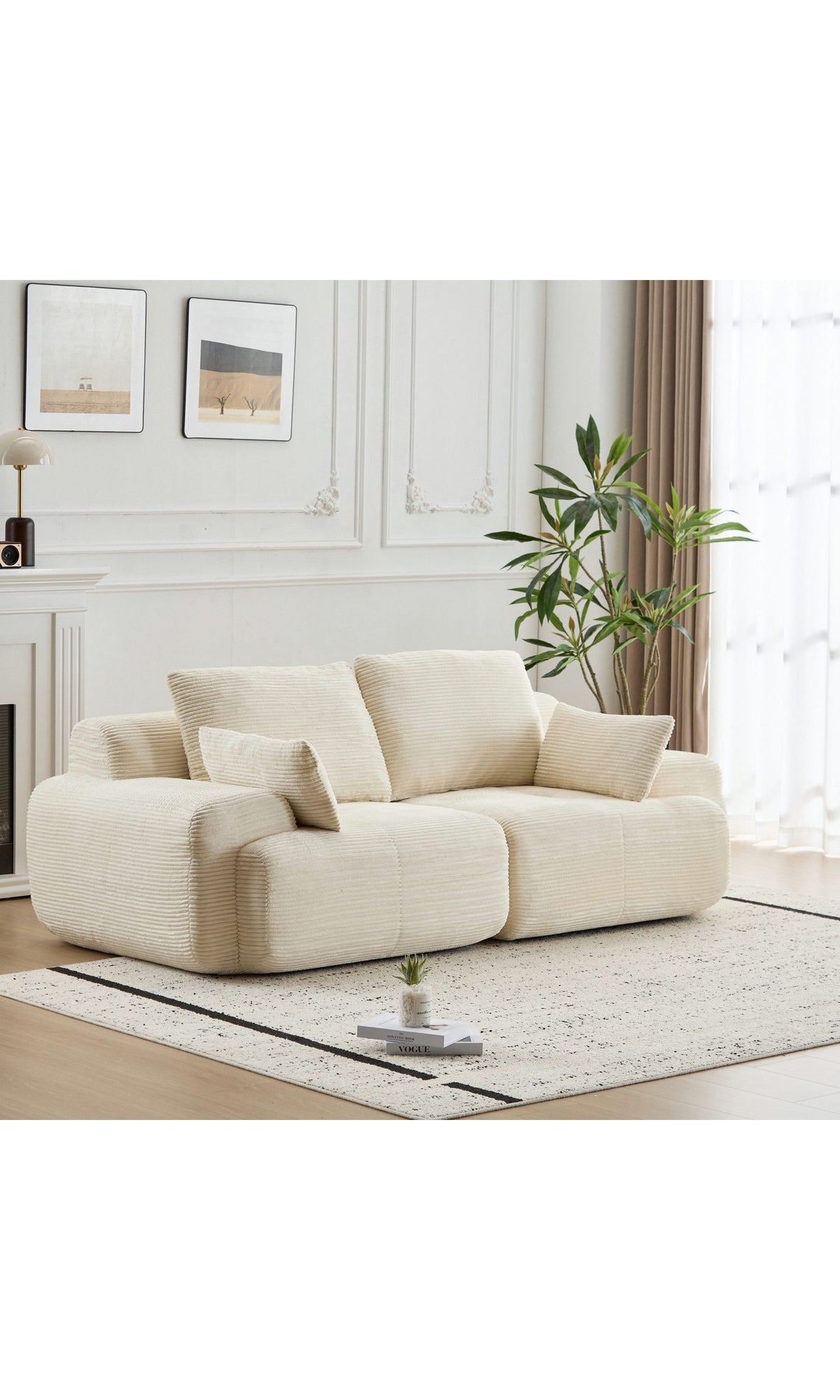 Cord Sofa WHEELYOU mit Rückenkissen in Schwarz - Ansicht 3
