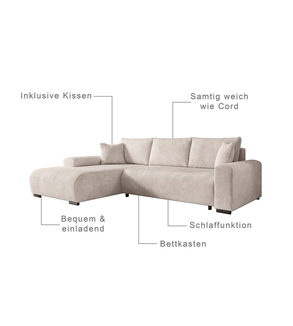 Rueckenkissen des Ecksofas ELLEN in Vanilla