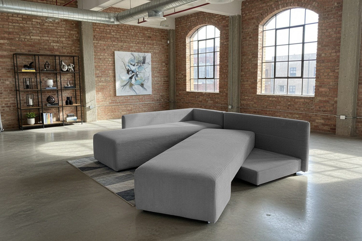 Cord Ecksofa SADIRA mit ausgeklappter Liegefläche