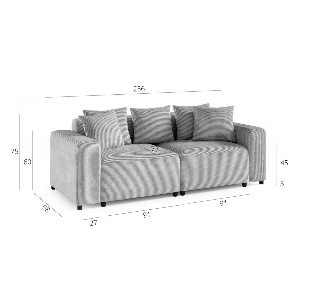 Detailaufnahme des beigen Cordstoffs Poso