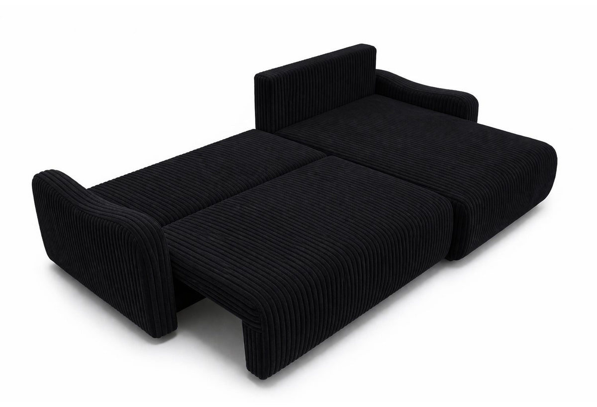 Cord Ecksofa JAPANDI geöffneter Bettkasten mit Stauraum