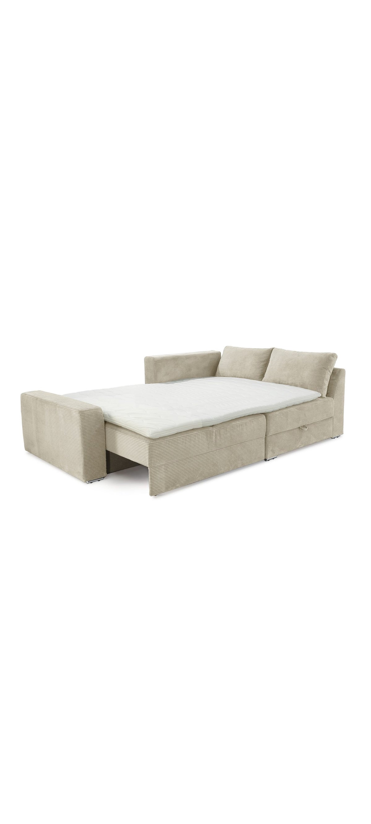 Cord Ecksofa 15235 in Beige Grau von vorne