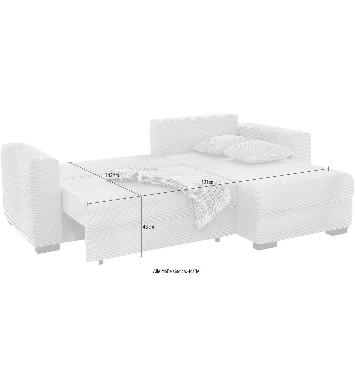 Rückansicht des Cord Ecksofas ELMAU