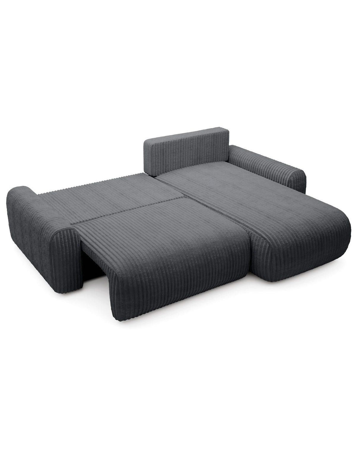 Cord Ecksofa LELU in Dunkelgrau von vorne