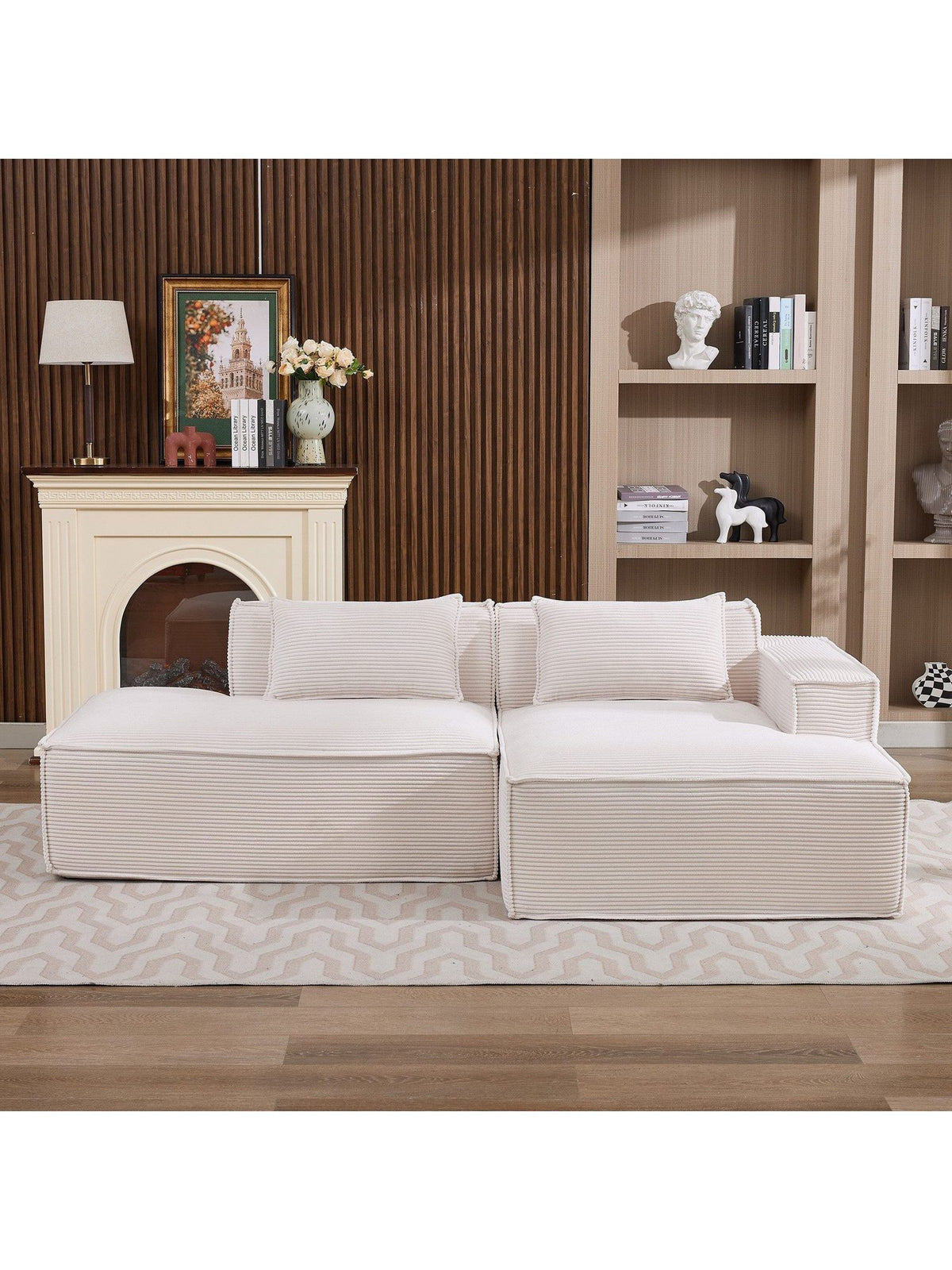Cord Ecksofa LVHOM in L-Form aufgestellt